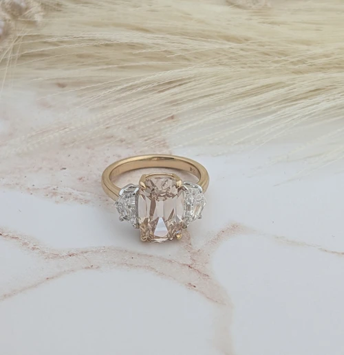 5.60 ct Cushion Antique Brilliant IGI Certified Diamond Ring 14K Rose Gold