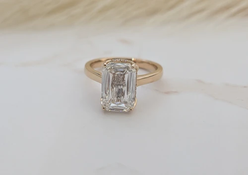 4.16cttw Rose Cut Radiant With Tulip Basket IGI Certified Diamond Ring 14K Yellow Gold