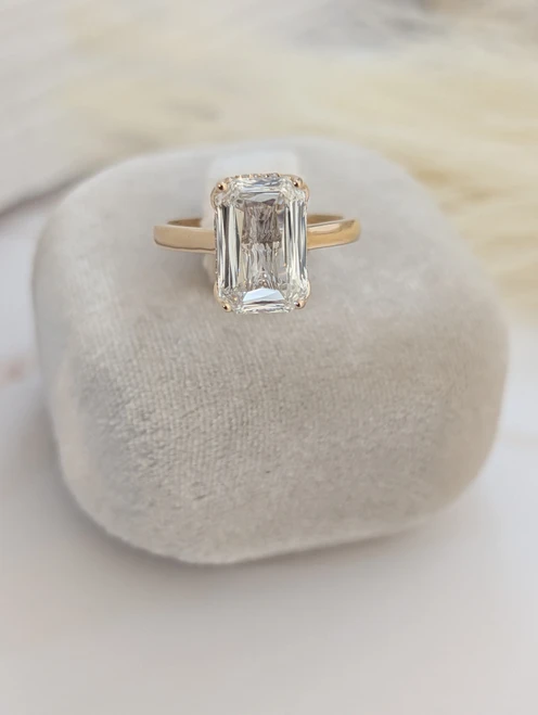 4.16cttw Rose Cut Radiant With Tulip Basket IGI Certified Diamond Ring 14K Yellow Gold