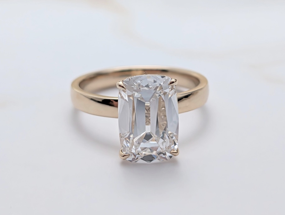 Radiant-cut solitaire diamond ring