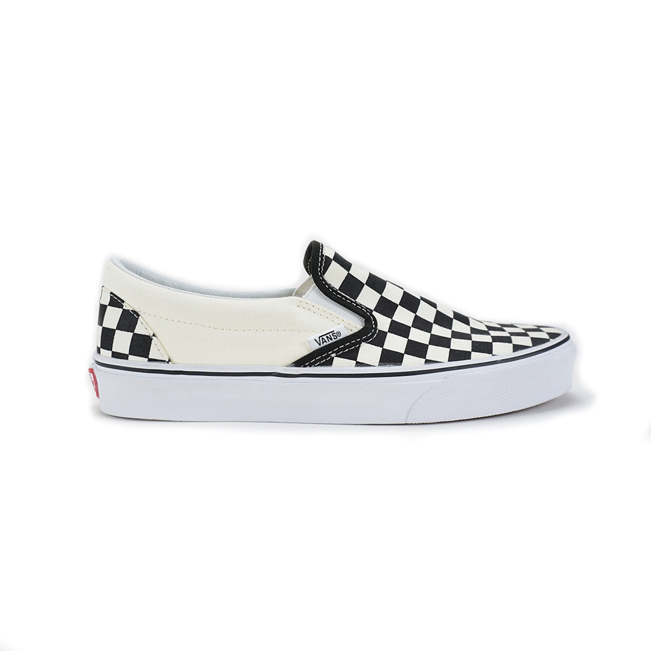 black and white checkered slip on shoes