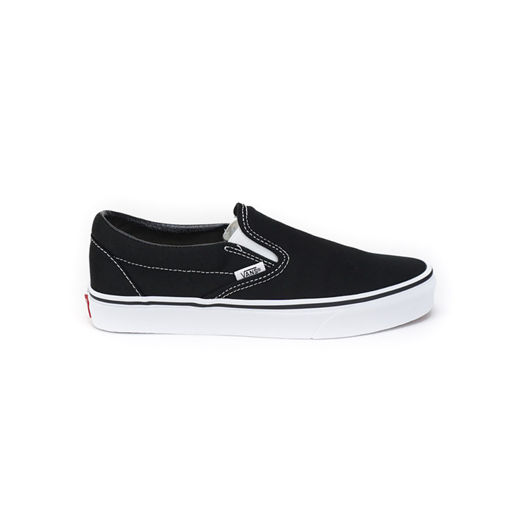 black and grey slip on vans