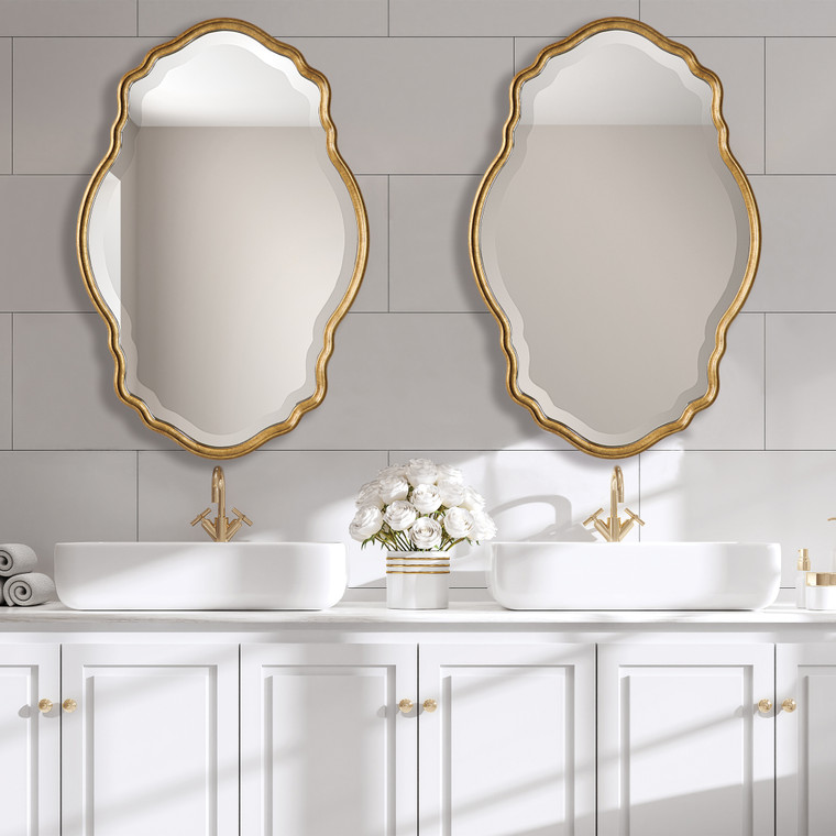 Lily Lifestyle Mirror Gold With Amber Glaze W00525