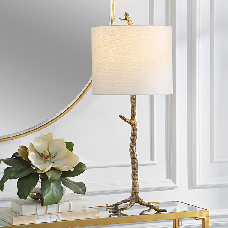 Lily Lifestyle Table Lamp Matte Black Metal Base With Gold Accents W26098-1