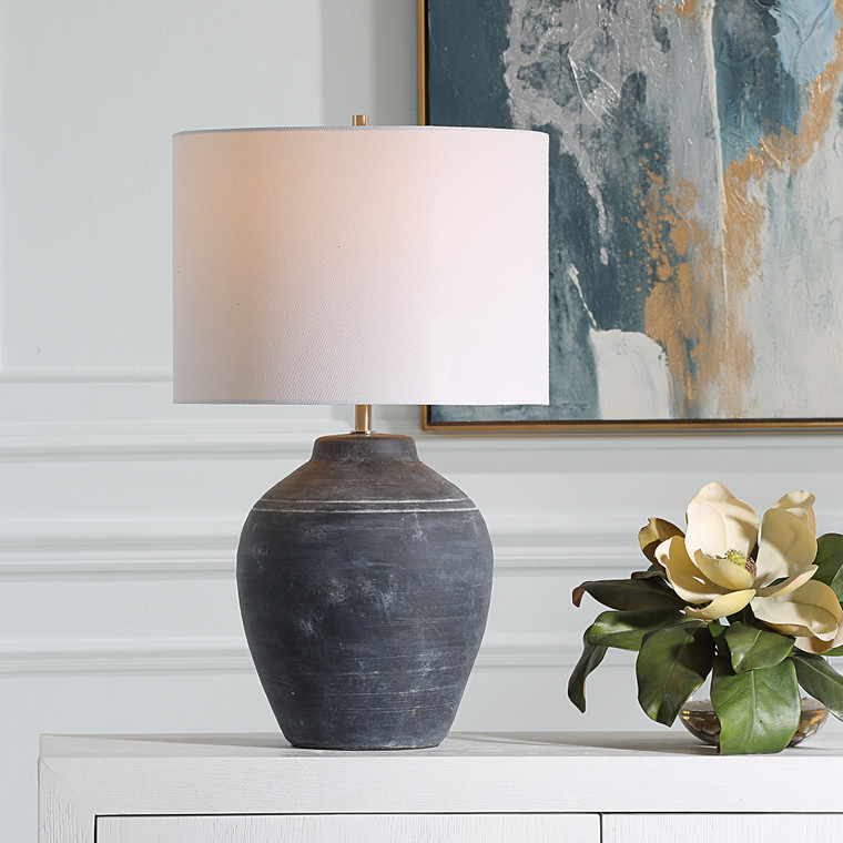 Lily Lifestyle Table Lamp Satin White Glaze With Gold Accents On Ceramic Body W26134-1
