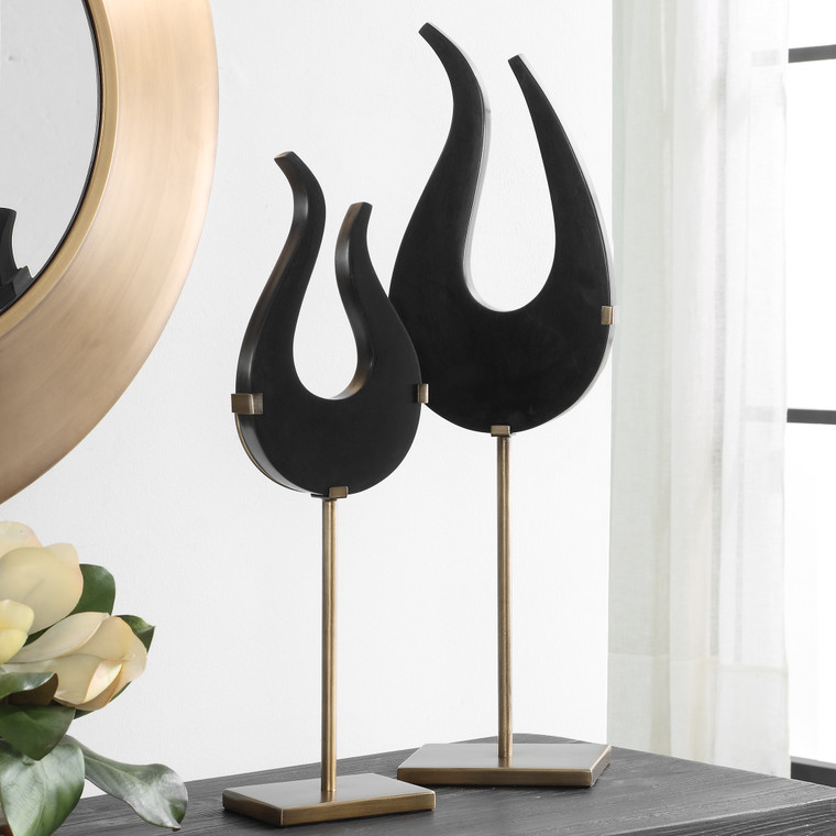 Uttermost Black Flame Sculptures, S/2 18136