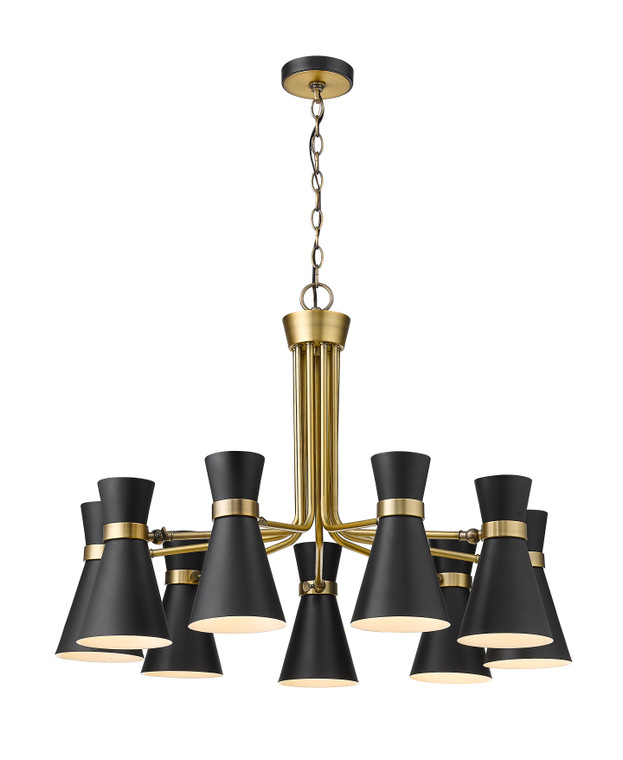 Z-Lite Soriano Chandelier in Matte Black + Heritage Brass 728-9MB-HBR