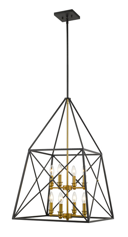 Z-Lite Trestle Chandelier in Matte Black + Olde Brass 447-8MB-OBR