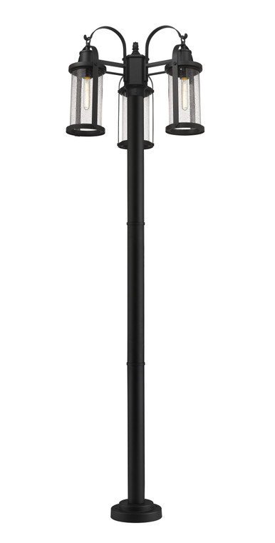 Z-Lite Roundhouse Outdoor Post Mounted Fixture in Black 569MP3-567P-BK