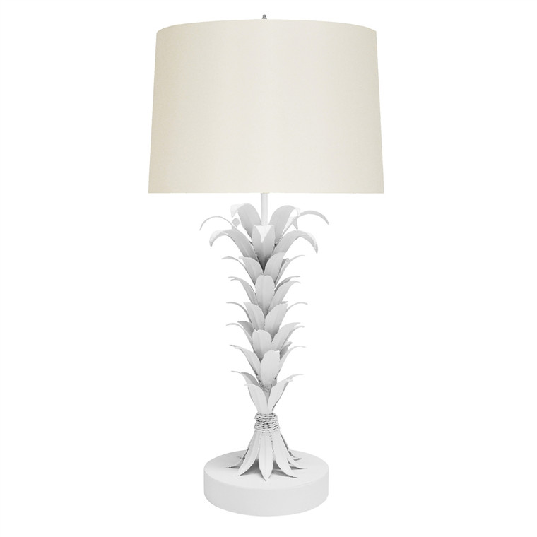 Worlds Away Capri Palm Leaf Table Lamp in White CAPRI WH
