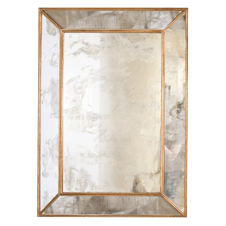 Worlds Away Dion Gold Leafed Rectangular Antiqued Mirror DION G