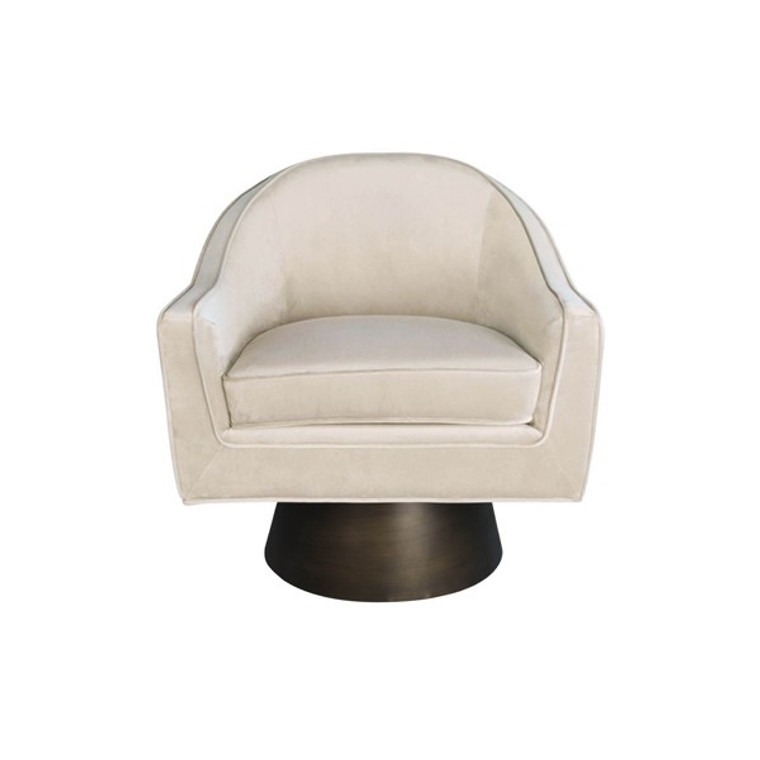 Worlds Away Dominic Modern Swivel Chair with Painted Bronze Base in Cream Velvet DOMINIC CRM