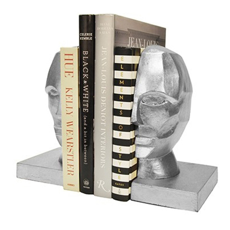 Worlds Away Edmund Profile Bookends in Silver Leaf (includes both left and right) EDMUND S