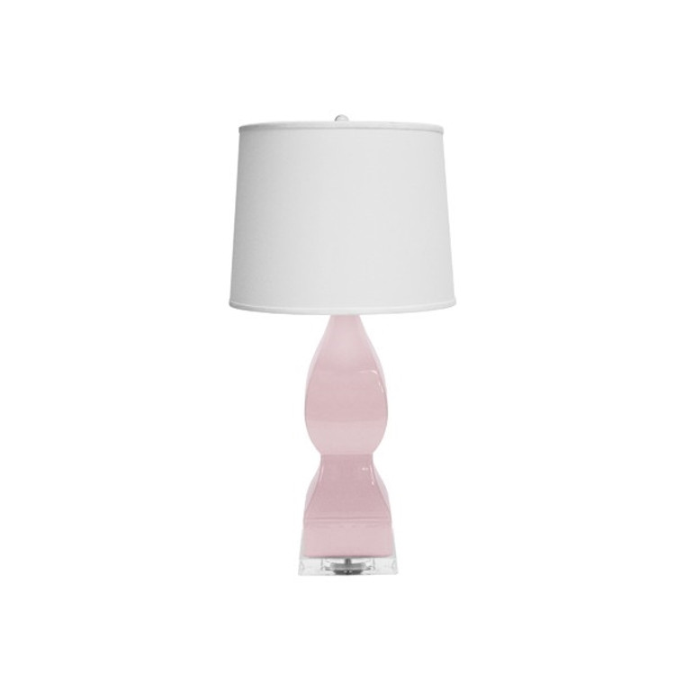 Worlds Away Gwyneth Blush Ceramic Table Lamp with White Linen Shade GWYNETH BLUSH
