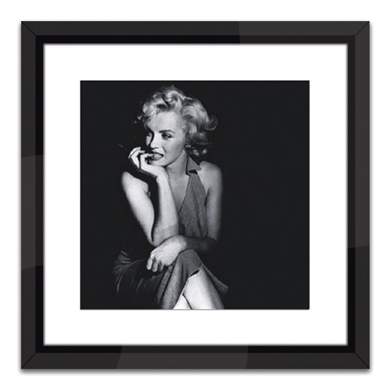 Worlds Away Marilyn Monore 16 x 16 Black and White Print with Black Lacquer Frame SVS191