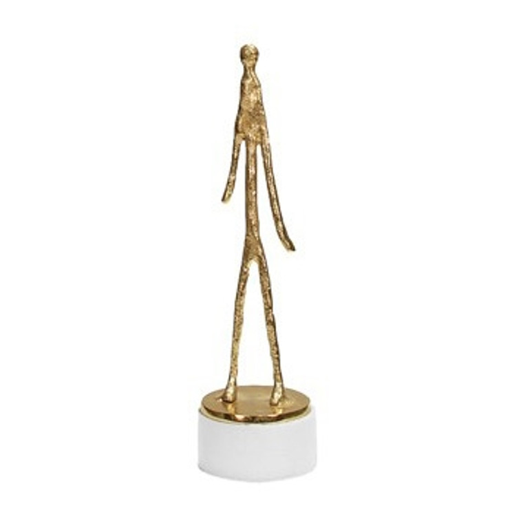 Worlds Away Walker Small Abstract Figure Sculpture in Brass with Marble Base WALKER SM