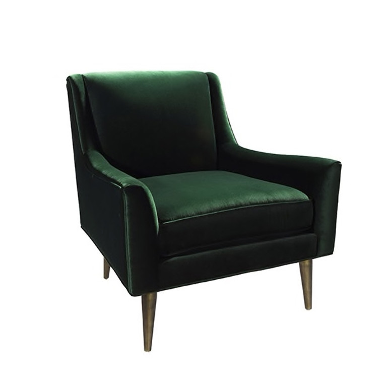 Worlds Away Wrenn Chair with Bronze Legs in Green Velvet WRENN BZGR