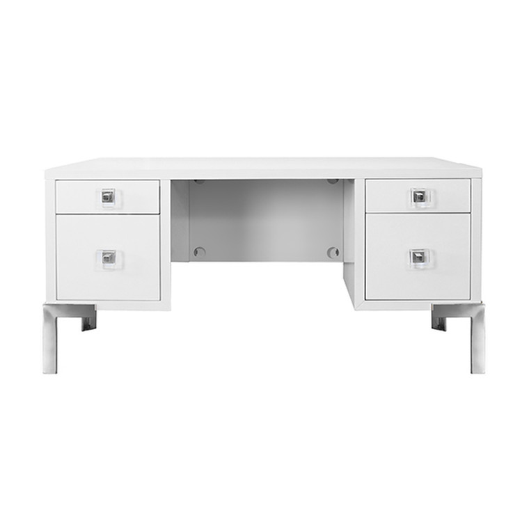 Worlds Away Cosby Desk in Matte White Lacquer COSBY WHN