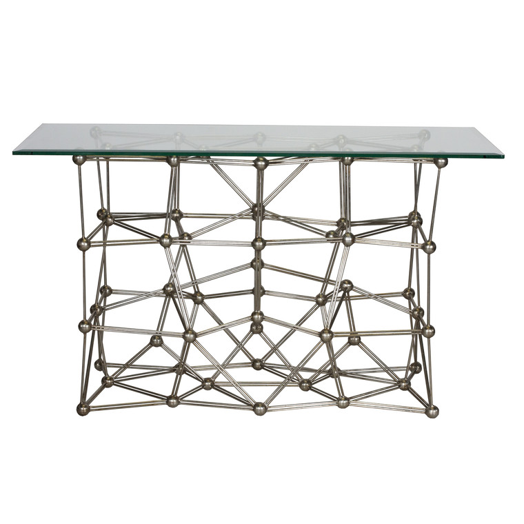 Worlds Away Molecule Console Table in Silver Leaf Finish MOLECULE CONS54