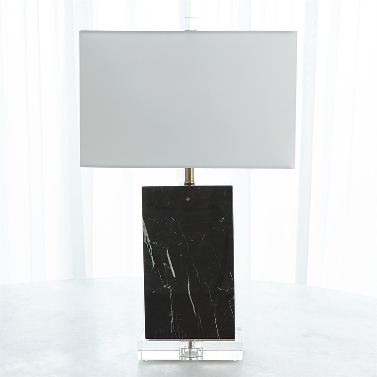 Global Views Marble Rectangular Table Lamp in Black 8.82976