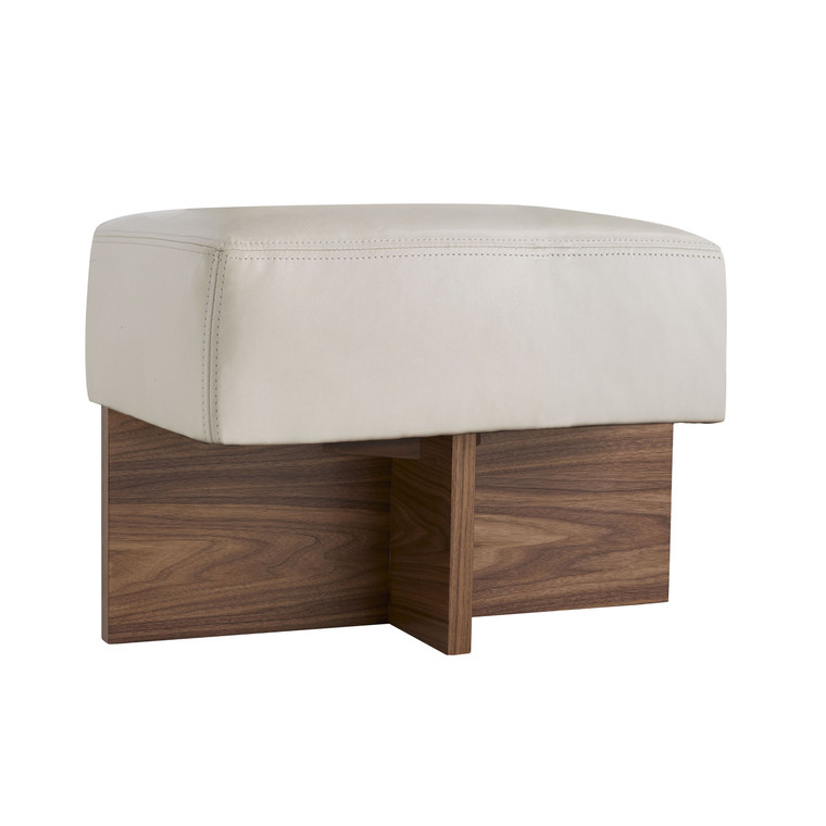 Arteriors Home Tuck Ottoman Ivory Leather The Ray Booth Collection DB8004