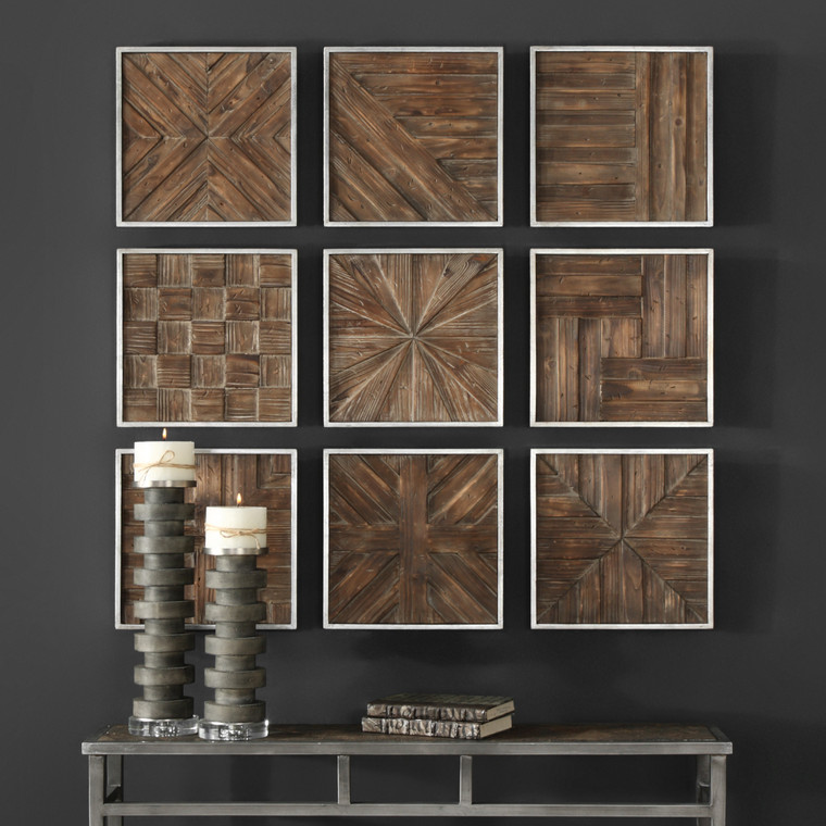 Uttermost Bryndle Rustic Wooden Squares S/9 04115