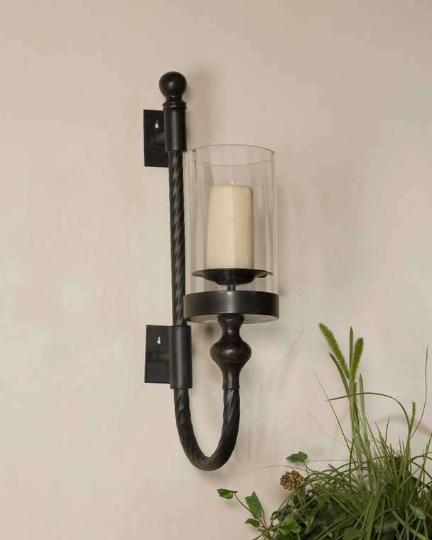 Uttermost Garvin Twist Metal Sconce With Candle 19476