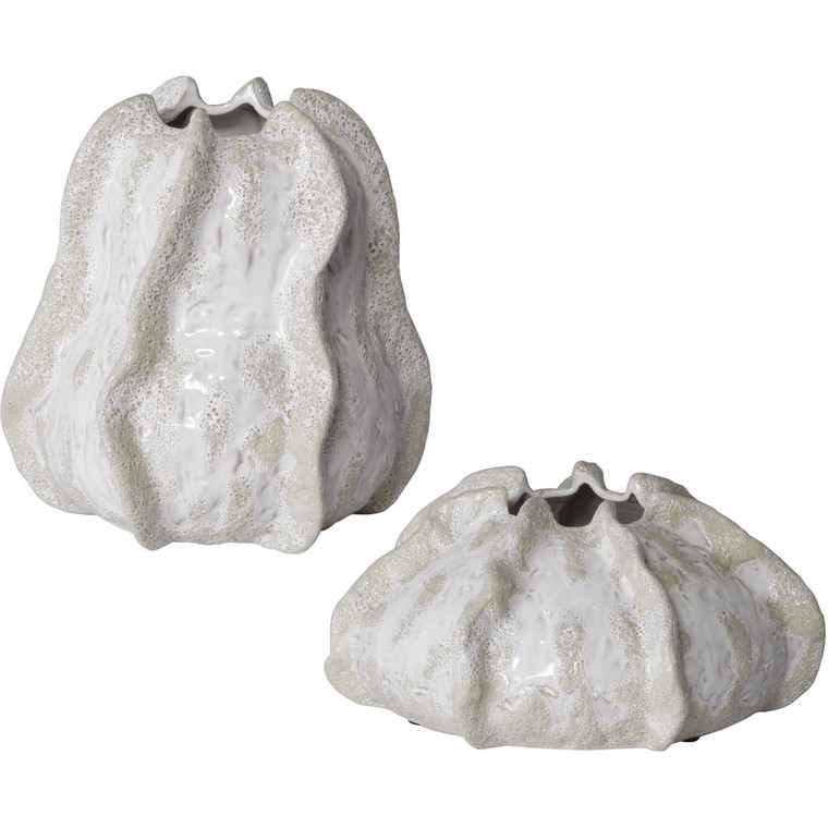 Uttermost Urchin Textured Ivory Vases S/2 17973