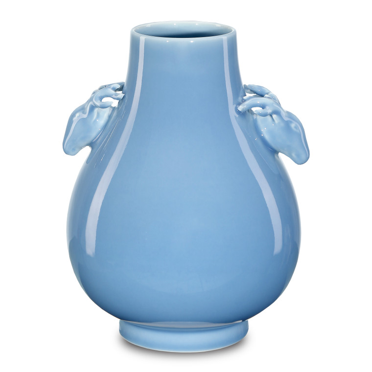 Currey & Co. Sky Blue Deer Handles Vase 1200-0607