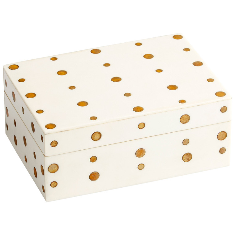 Cyan Design Dot Crown Container White And Brass - Small 10658