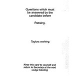 Taylors Passing Question Card