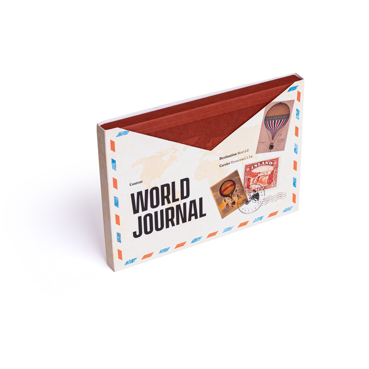 Trouvaille - World Journal with map. Recycled paper, letterpressed and  biodegradable cover.