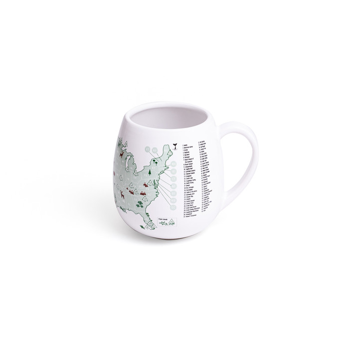 USA National Parks colour in ceramic mug with colouring pen. Right angle.