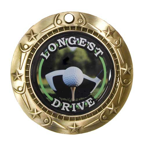 Longest Drive World Class Medal- Gold, Silver or Bronze | Engraved Golf Medal - 3 Inch Wide Decade Awards