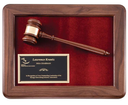 Gavel Framed Plaque - Genuine Walnut Decade Awards