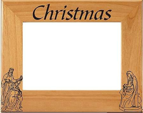 Christmas Nativity Picture Frame - Personalized | Laser Engraved Wood Frame - 3 Sizes Decade Awards