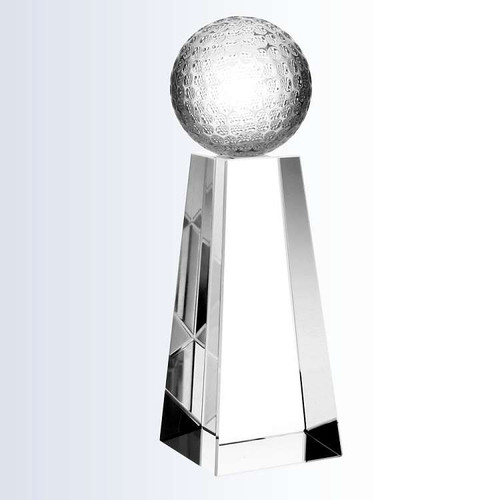 Golf Crystal Championship Trophy | Engraved Crystal Golf Award - 6.5", 7.5" or 8.5" Tall Decade Awards