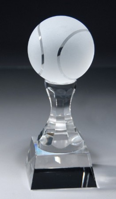Tennis Crystal Trophy | Engraved Crystal Tennis Award - 8 Inch Tall 