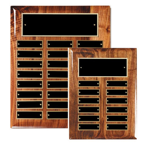 Perpetual Plaque | Engraved High Gloss Walnut with Black Brass Plates Decade Awards