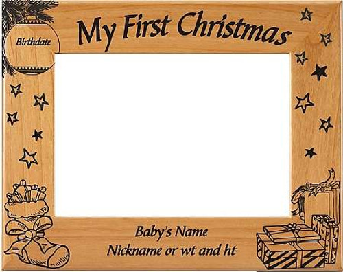 Christmas / My First Christmas Picture Frame - Personalized | Laser Engraved Wood Frame - 3 Sizes Decade Awards