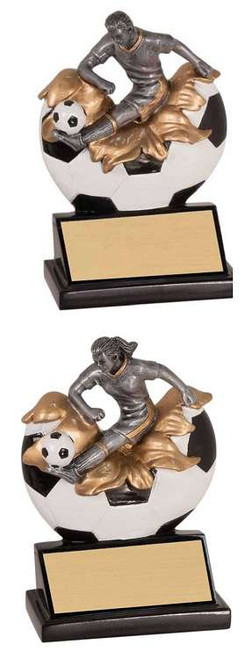Soccer Xploding Action Trophy - Male / Female | Engraved Fútbol Award - 5/25 Inch Tall CLEARANCE Decade Awards