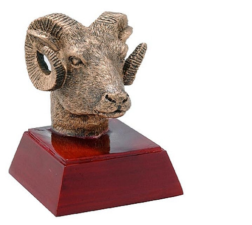 Decade Awards Ram Mascot Sculptured Trophy | Engraved Ram Award - 4 Inch Tall Animal Trophies RS-476-Ram 12.95