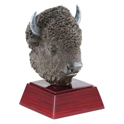 Decade Awards Buffalo/Bison Mascot Sculptured Trophy | Engraved Buffalo Award - 4 Inch Tall Animal Trophies RC-488