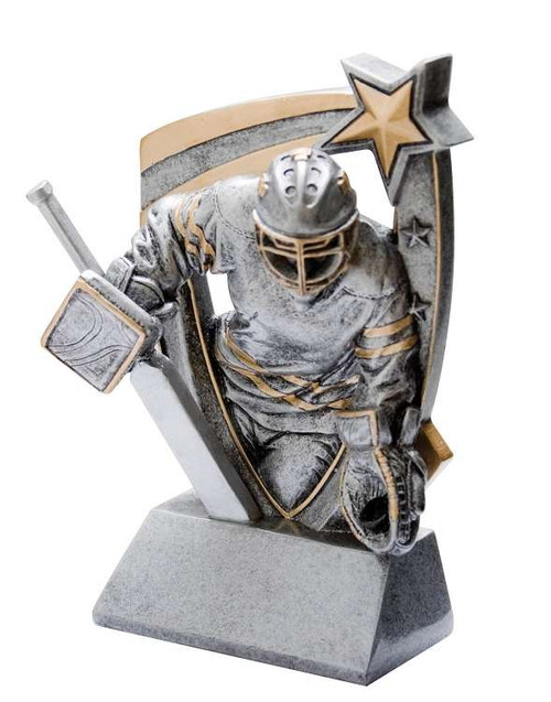 Hockey Goalie 3-D Star Resin Trophy | Engraved Hockey Goalie Award - 6 Inch Tall Decade Awards