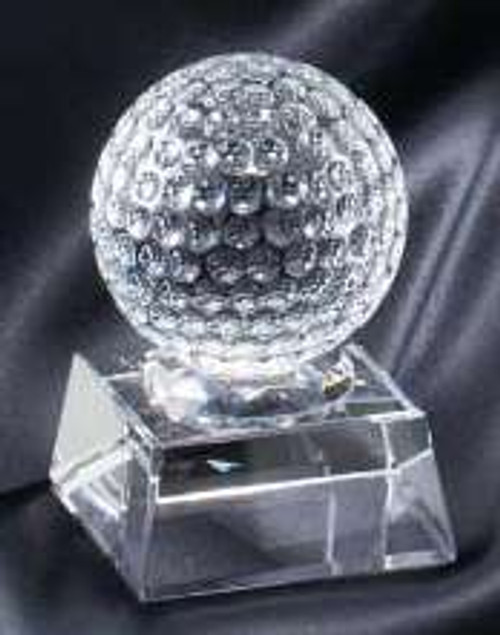 Golf Ball Crystal Trophy  - 3.5 Inch Tall | Engraved Crystal Golf Ball Award Decade Awards