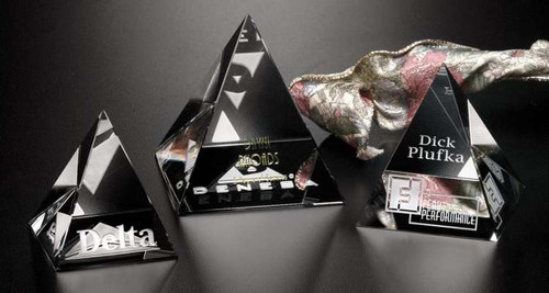 Pyramid Crystal Corporate Award | Engraved Crystal Pyramid - 2.5", 3" or 3.5" Decade Awards