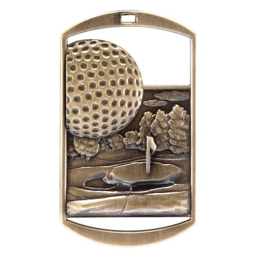 Golf Dog Tag Medal - Gold, Silver or Bronze | Engraved Golfer Medal | 1.5" x 2.75" Decade Awards