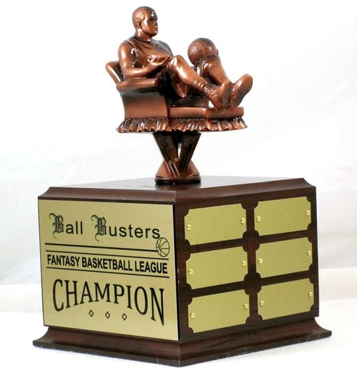 Fantasy Basketball Armchair Perpetual Trophy | Engraved Basketball Perpetual Award - 10.5 Inch Tall Decade Awards