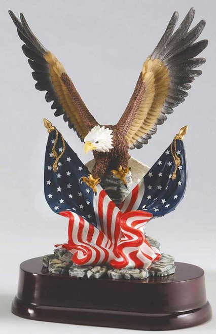 Eagle with Two Flags Trophy | Engraved Eagle Award - 11 Inch Tall Decade Awards