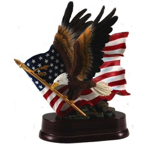 Eagle Holding Flag Trophy | Engraved Full Color Eagle and Flag Award - 10.5 Inch Tall Decade Awards